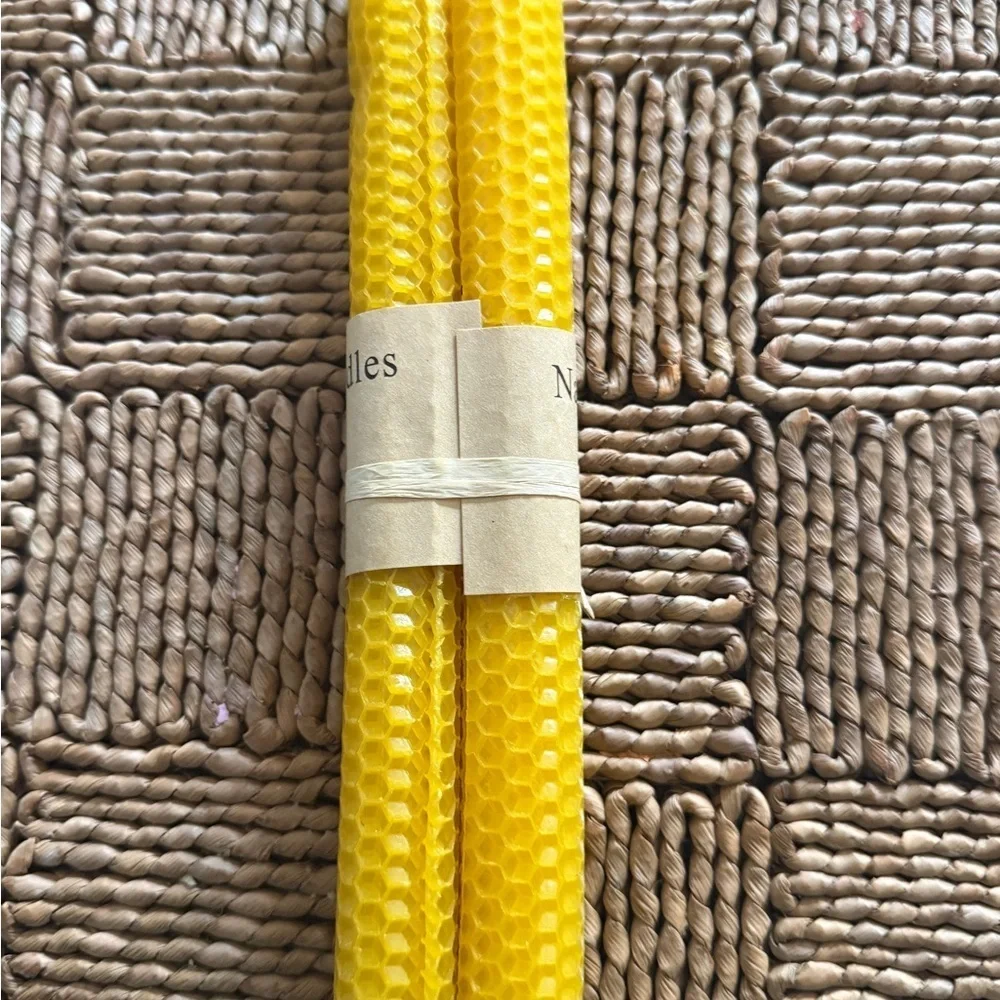 8 Lacaser Candles PURE BEESWAX ( BEES WAX ) 9'' TAPER HANDMADE Natural